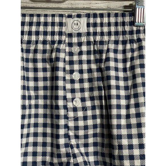 Happily Grey Womens Pajama Set Size S Navy Gingham & Striped Cotton Sleepwear - Picture 6 of 12